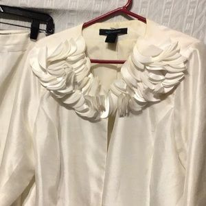 Ann Taylor Cream Long Sleeve Dress Jacket with Petal Collar
